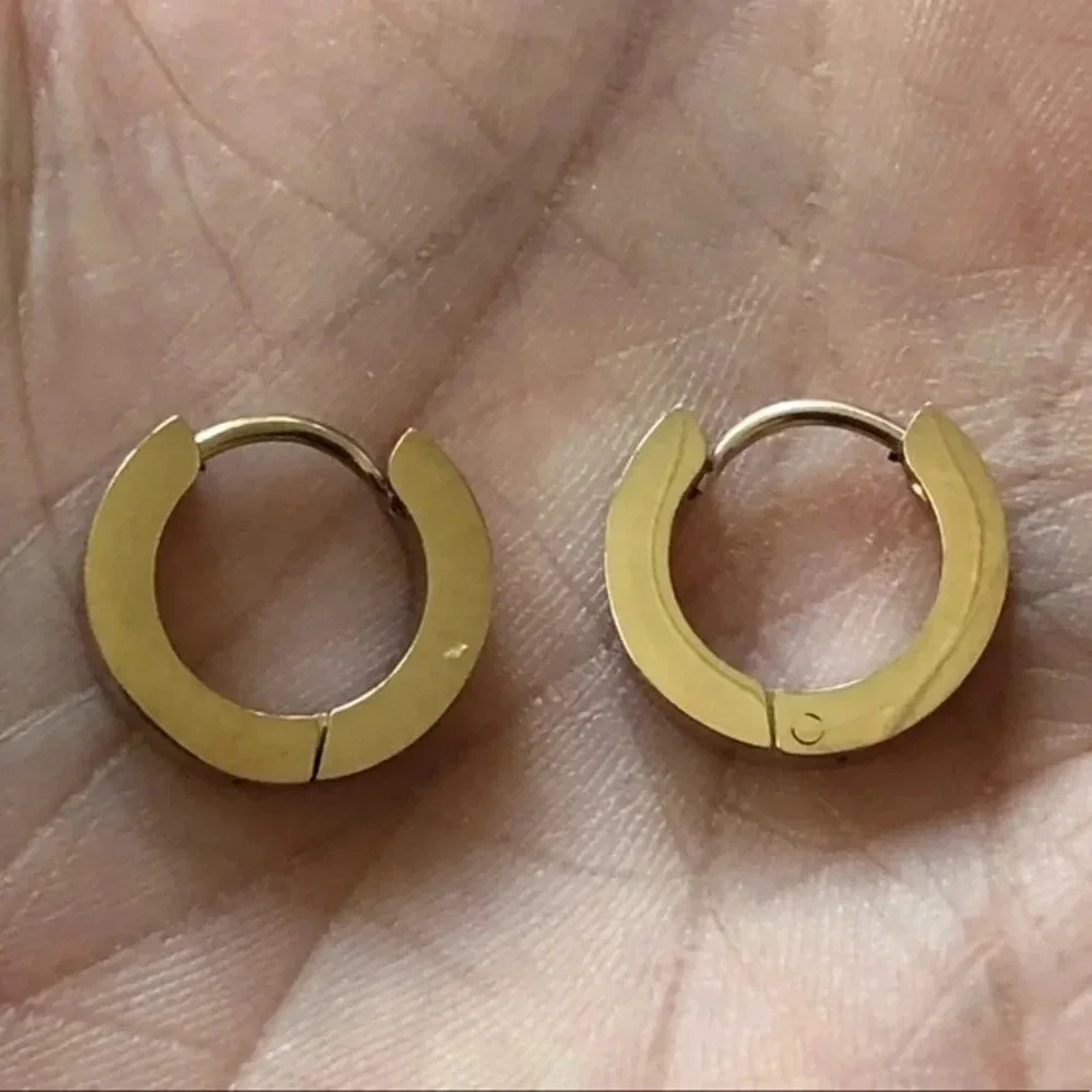 Rose Gold Tone 3.8mm Stainless Steel Stud Hoop Earrings NWT